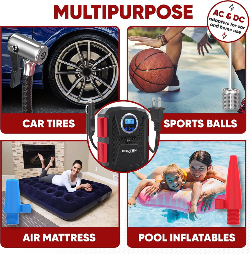 FORTEM Tire Inflator Portable Air Compressor, Air Pump for Car Tires and Bike...