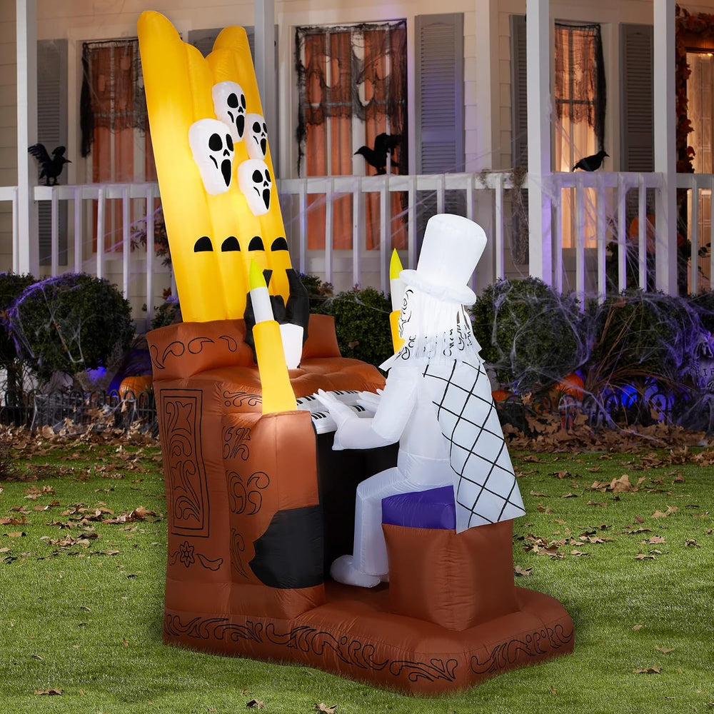7 Ft Haunted Mansion Airblown Inflatable Animated Organ Player Halloween Deco...