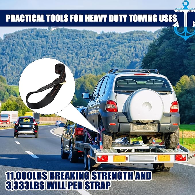 8Pack 2'' X 8ft Tow Truck Straps Lasso Wheel Lift Straps Lasso Tow Strap