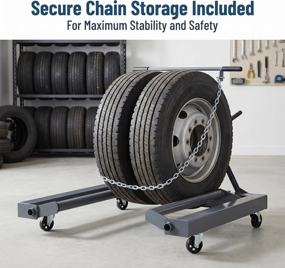 1500 lb Dual Wheel Dolly with Built-in Jack, Adjustable Height for Large Truc...