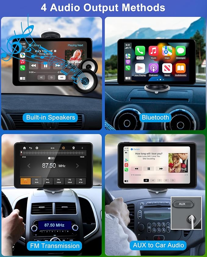 Compatible Wireless Apple CarPlay Android Auto Car Screen, 720P Back Camera 7″