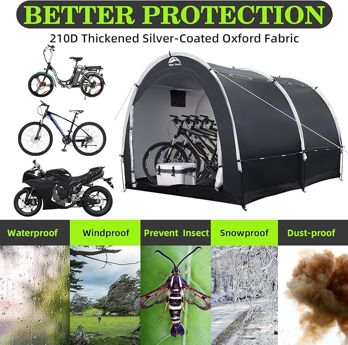 Happy Travel Bike Storage Tent Shed, Outdoor Waterproof Bicycle Covers Shelter