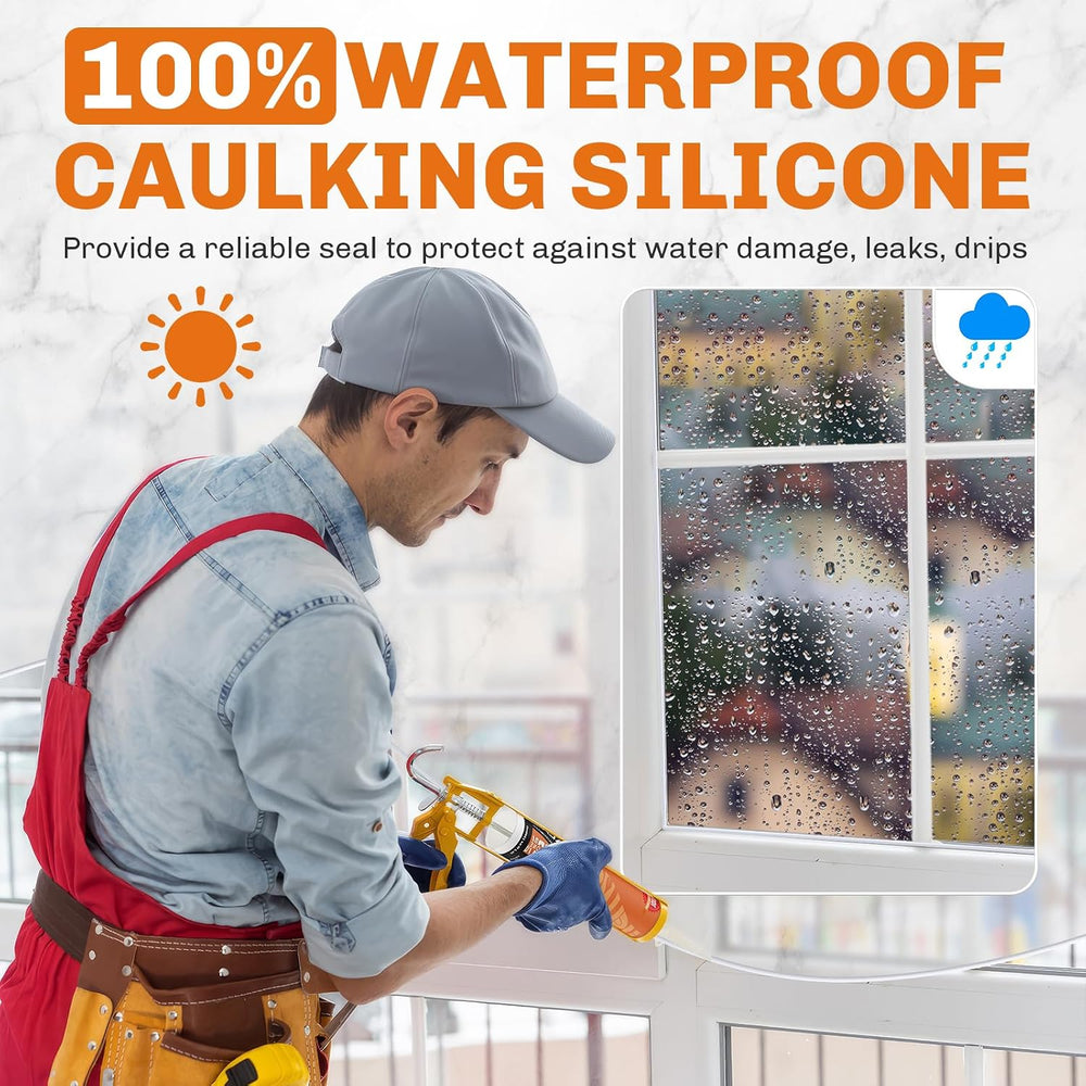 WELLUCK Clear Silicone Caulk, 100% Waterproof Silicone Sealant Adhesive Caulk...