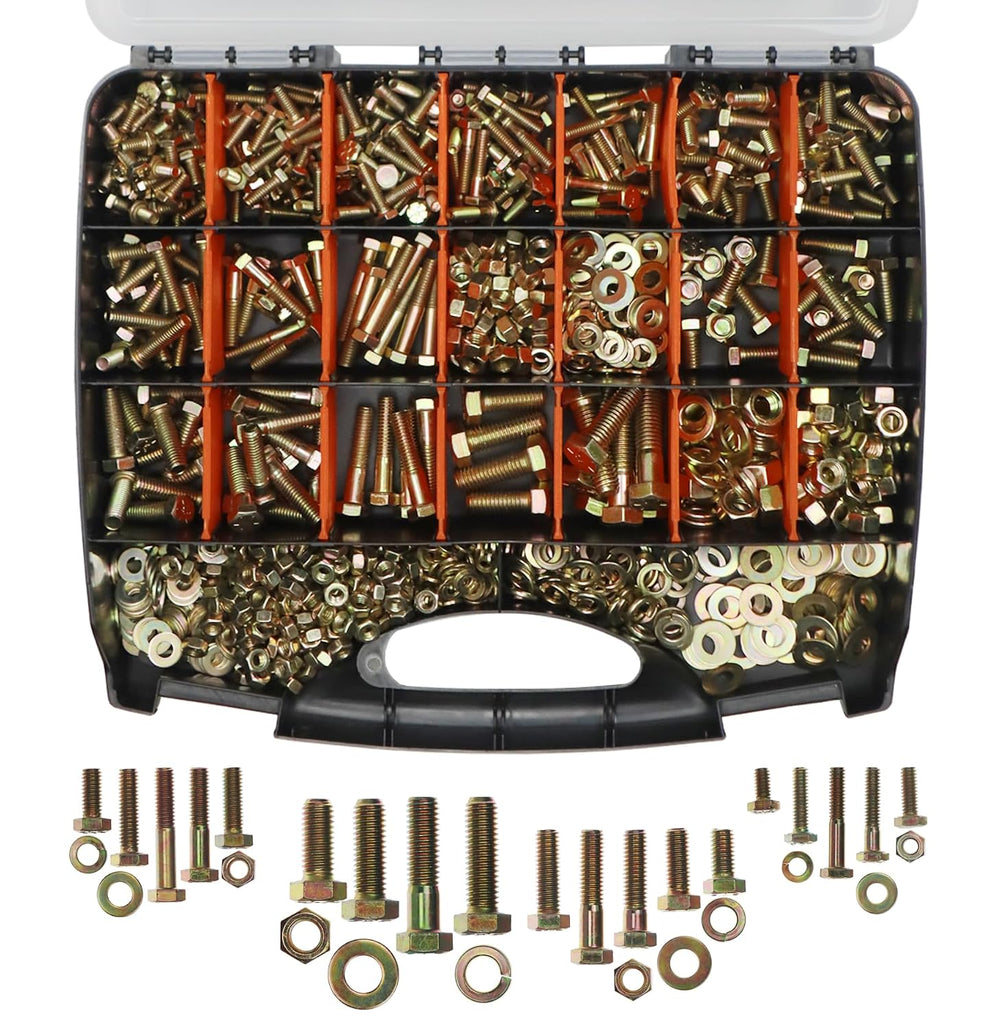 891Pcs Grade 8 Bolts and Nuts Kit, SAE Bolt Assortment Kit