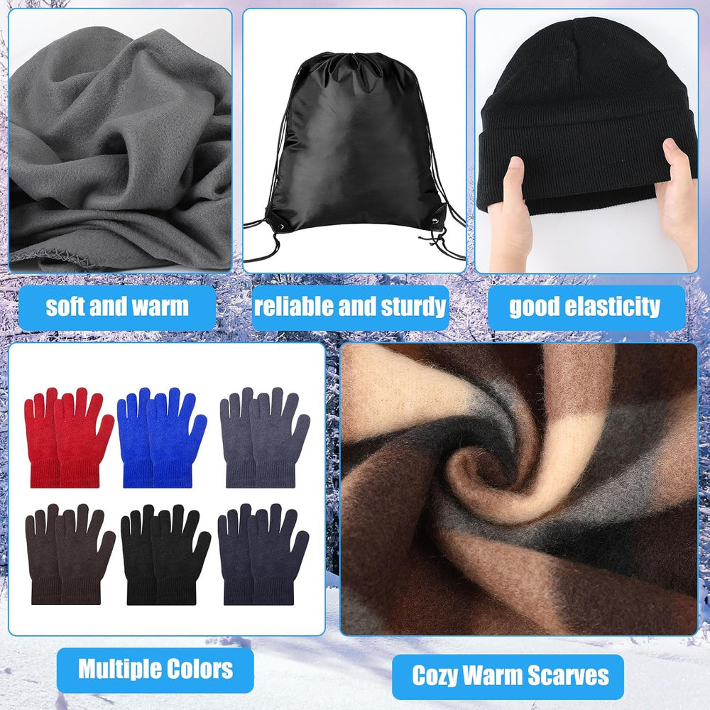 Suhine 72 Pcs Homeless Care Package Supplies Bulk Winter Warmth Kit with Blan...