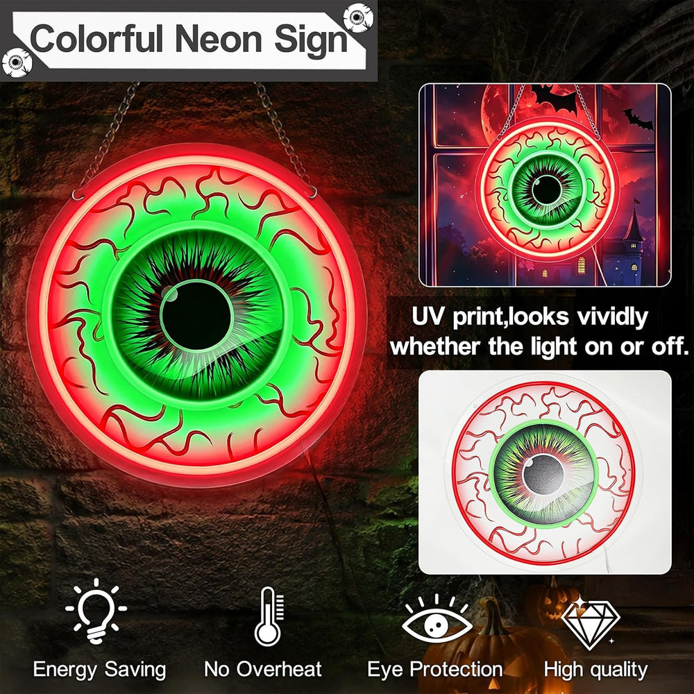 Halloween Eyeball Neon Signs Led Lights, Window Wall Decorations Indoor