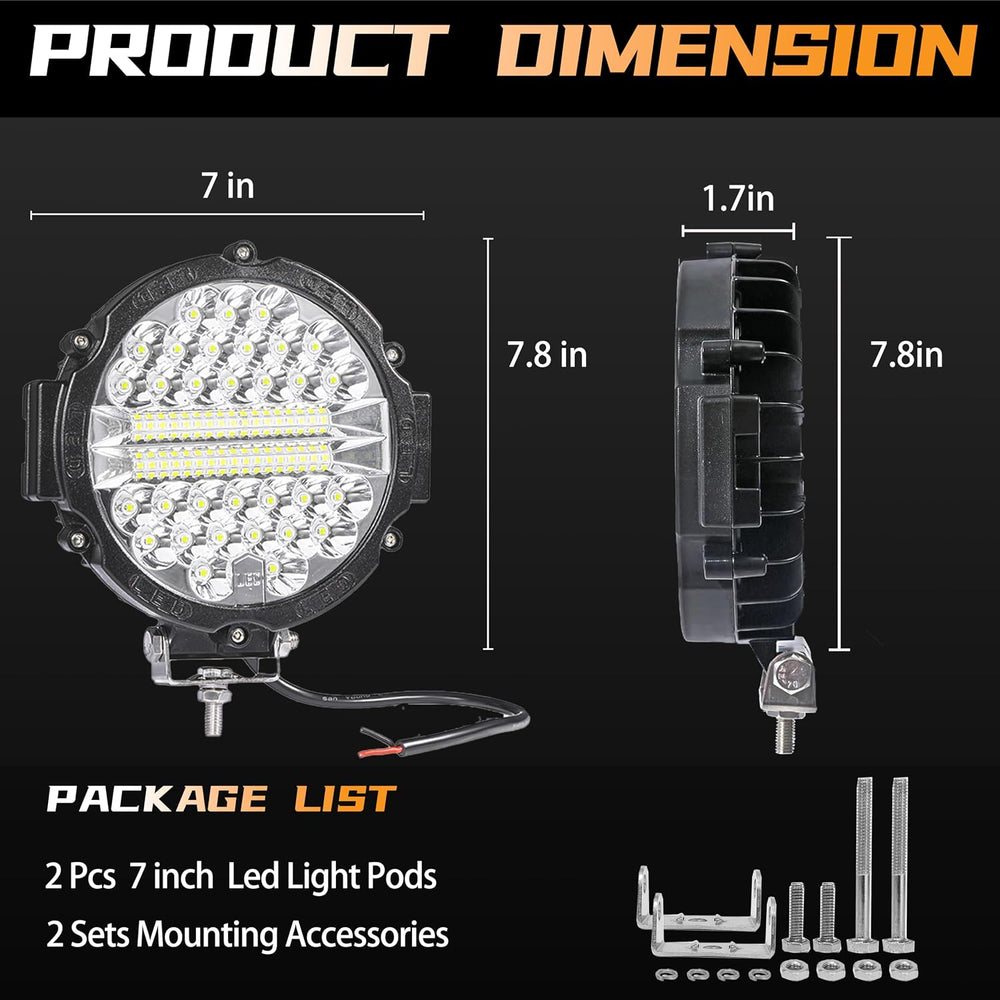 LED Off Road Lights pods 7 Inch 15000Lumen Bumper Round LED Light Bar 201W 12...