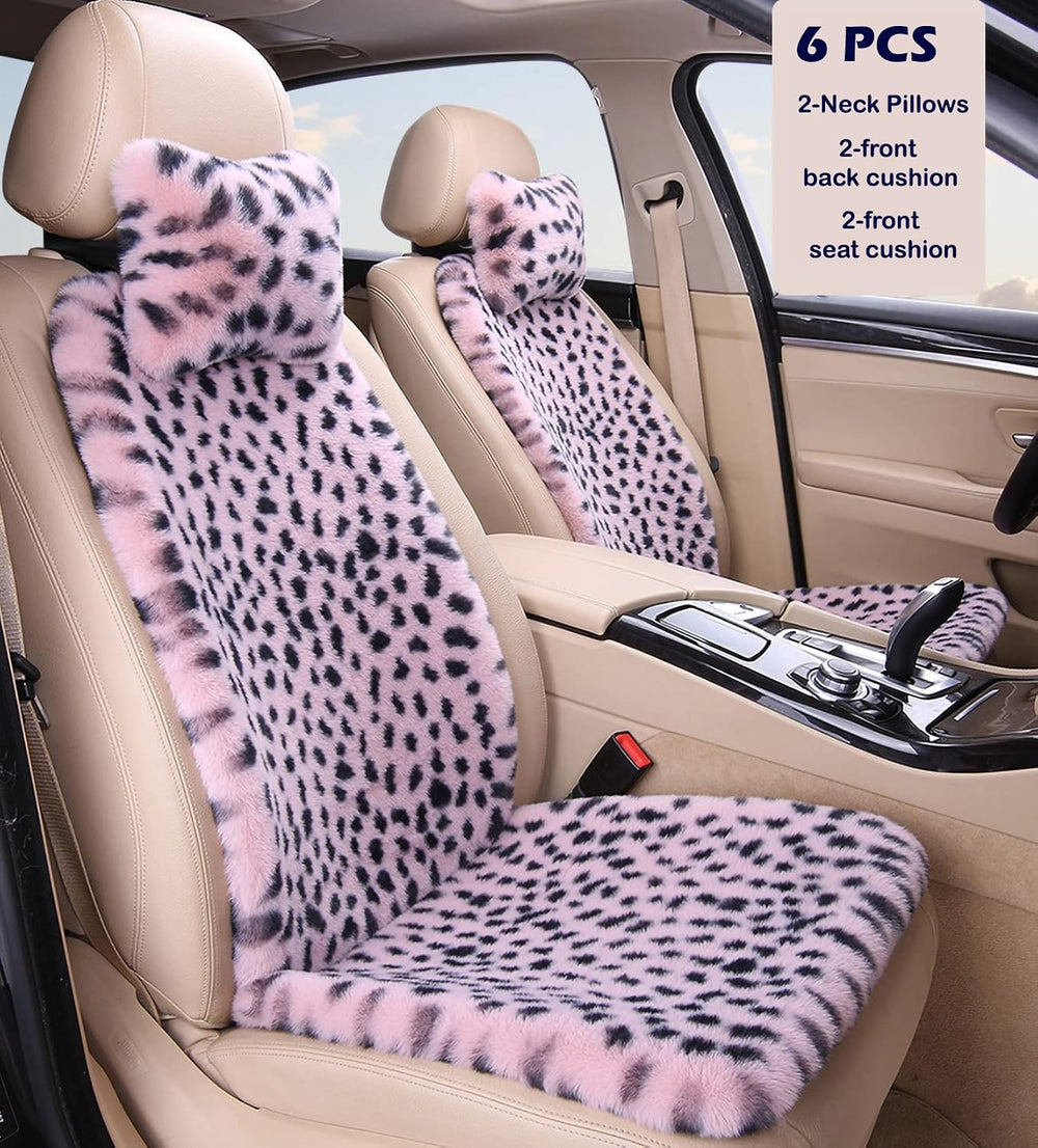 Fluffy Leopard Seat Covers for Cars Front Seat Covers Carseat Front Two Seat ...