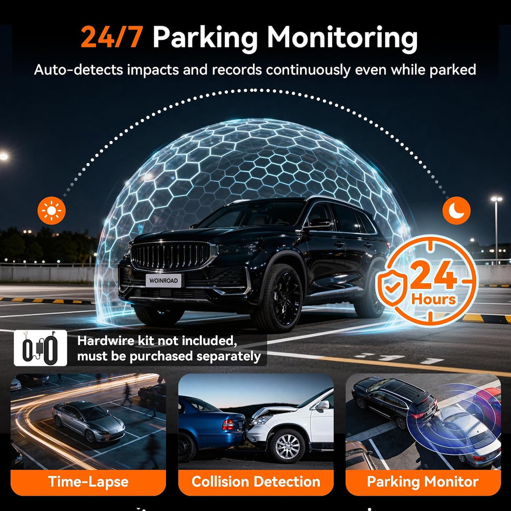 4K 360° Dash Cam, 4-Channel Front Rear Left Right, WiFi GPS 128GB