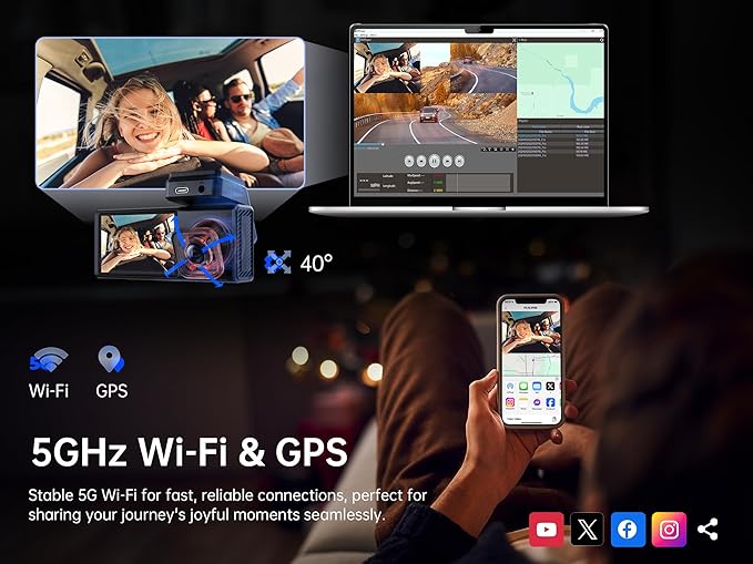 Pelsee 4K 3 Channel Dash Cam Front and Rear Inside, Dash Camera