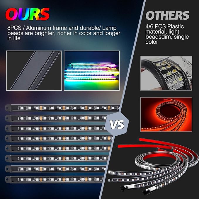 8PCS Car Underglow Light Bar Kit