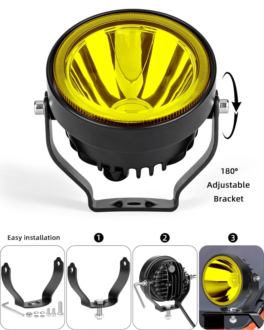 4 Inch Round Led Pod Lights, 60W LED Fog Lights, Amber/Yellow