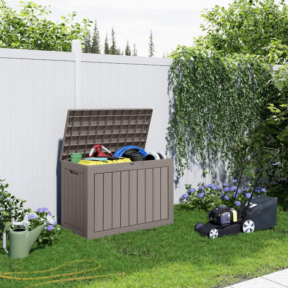 45 Gallon Outdoor Storage Box, Weather Resistant & Waterproof Resin Deck ...