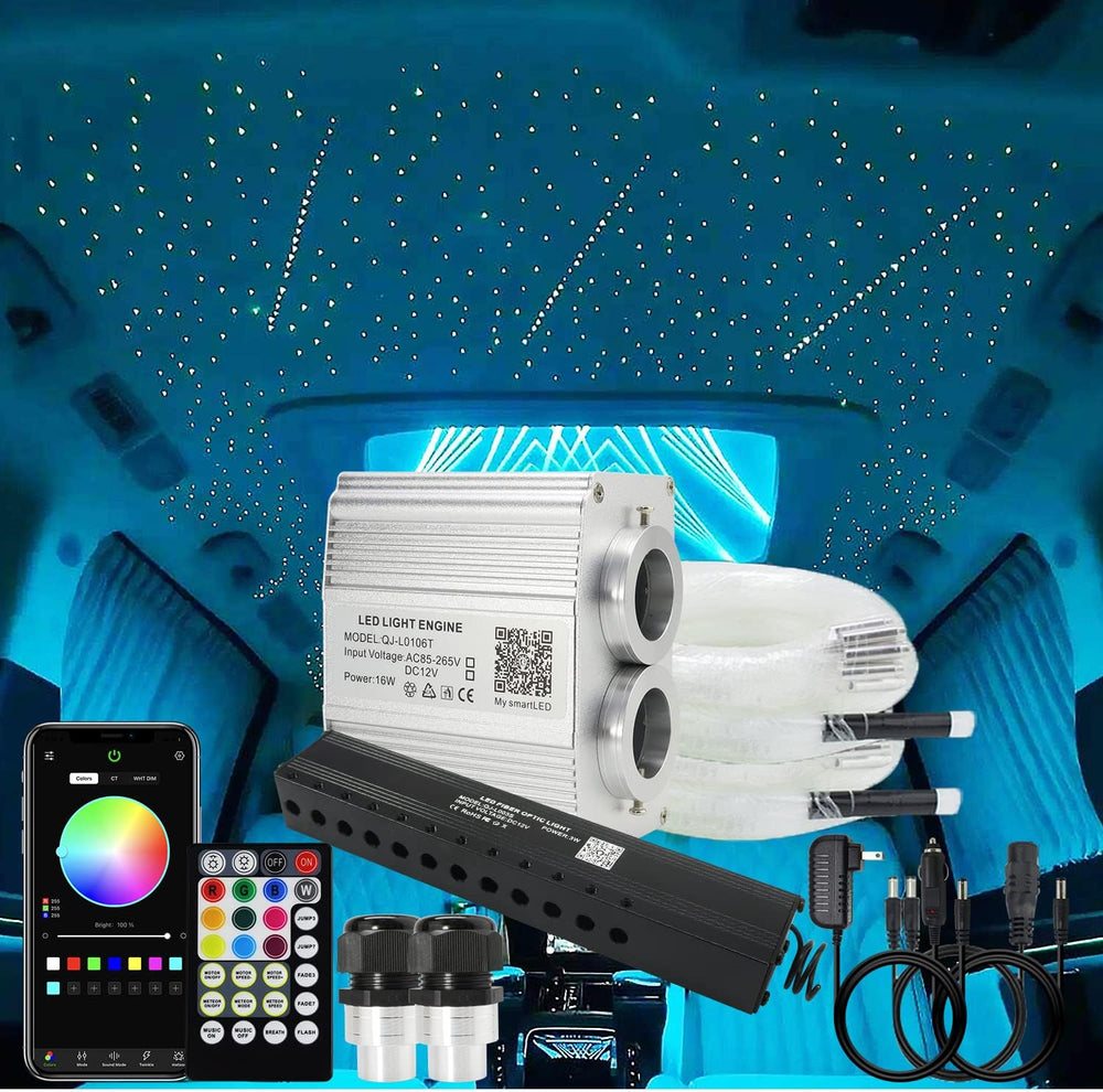 AKEPO Upgraded 16W Dual Head+Twinkle+Shooting Star Fiber Optic Lights Kit, Ca...