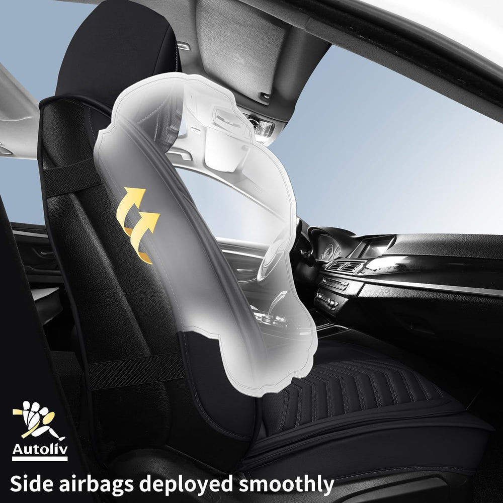 HChengkikz Front Car Seat Cover, Waterproof Faux Leather (Black)
