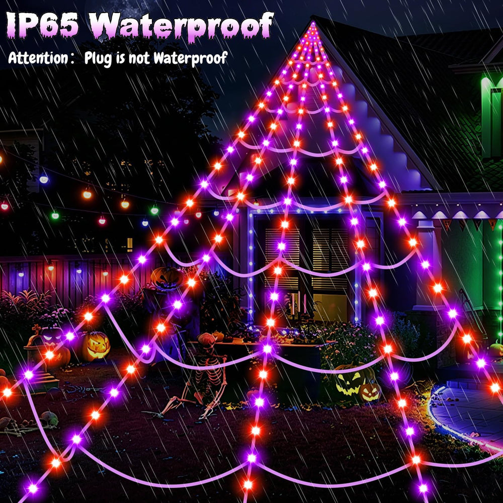 Halloween Decorations Outdoor, 250 LED Halloween Giant Spider Web Lights, 200...