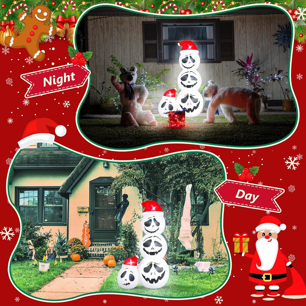 Leyndo 6ft Christmas Inflatable, Skeleton Inflatable with Santa Hat Christmas...