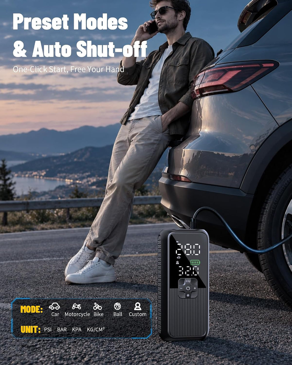 Tire Inflator Portable Air Compressor, 150 PSI Air Pump for Car Tires