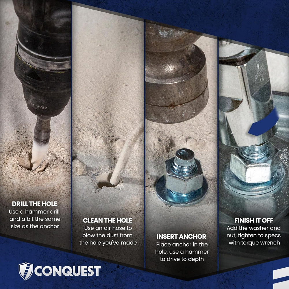 Conquest Zinc Plated Wedge Anchors for Concrete 3/4” x 6-1/4”