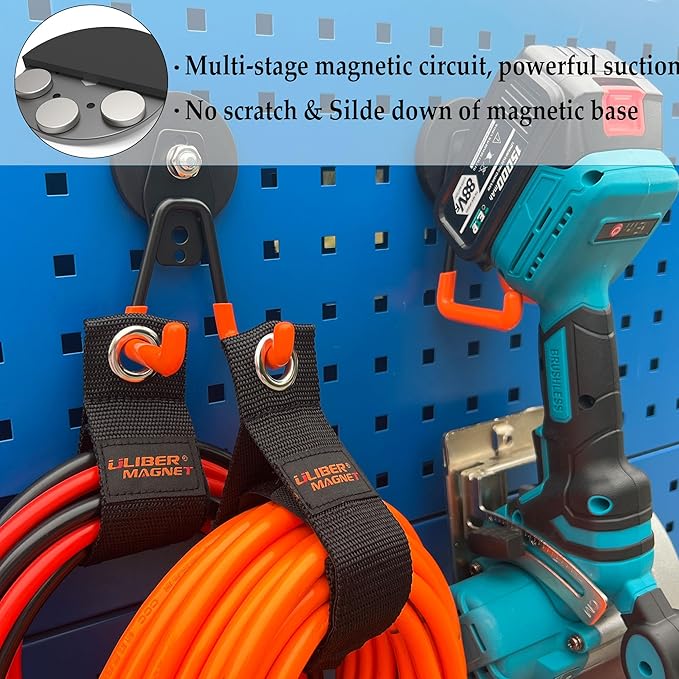 ULIBERMAGNET Heavy Duty Magnetic Garage Hooks, 6 Pack Strong Large Magnet Hooks