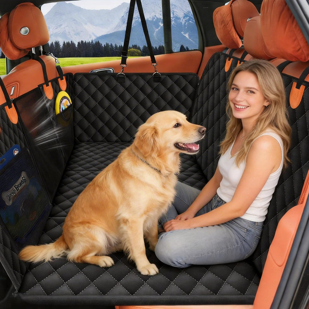 Back Seat Extender for Dogs, Holds 450 lbs, Hard Bottom Waterproof Dog Car Se...