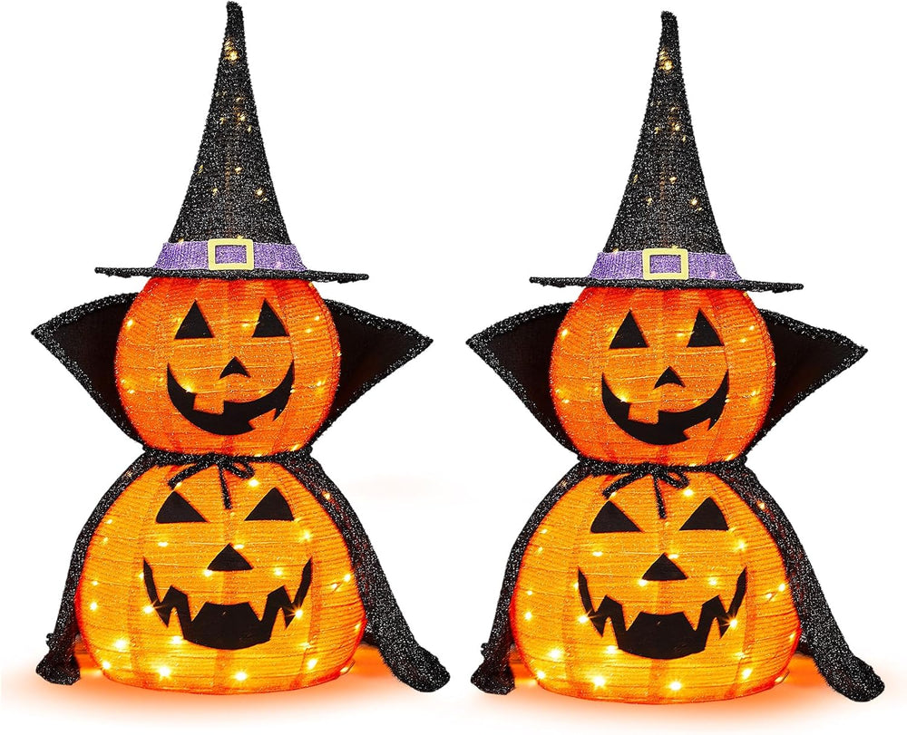 Outvita 2PC Halloween Collapsible Pumpkin Decoration, 150 LED Pop-Up Pumpkin ...