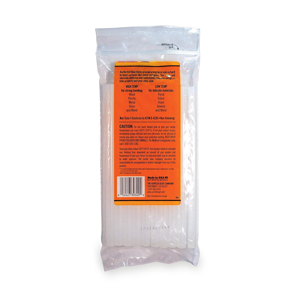 Gorilla Hot Glue Sticks, Clear Glue, Full Size 8" Long x 0.43" Diam...