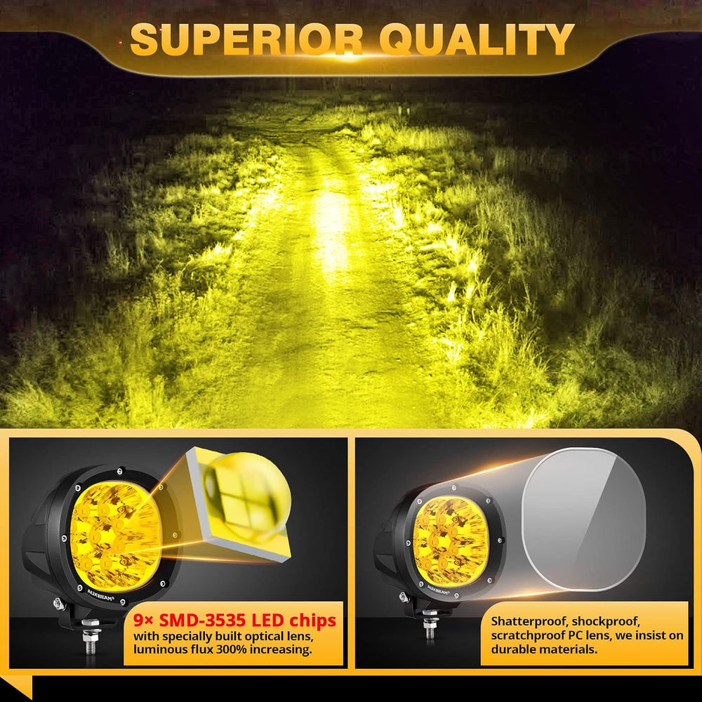 Auxbeam P4 Series 4-Inch Amber LED Offroad Lights Round LED Pods 2-Pack