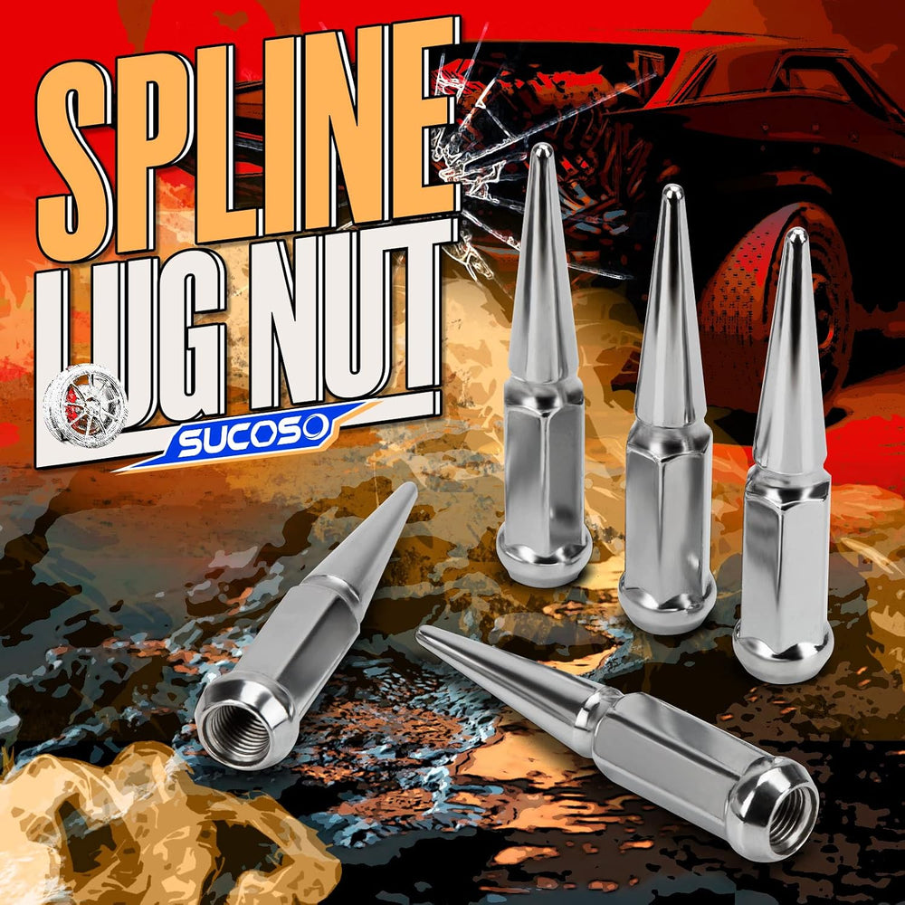 14x1.5 Spiked Lug Nuts 6x5.5 Chevy, Chrome Spike Lug Nuts Chevy Silverado 6 L...
