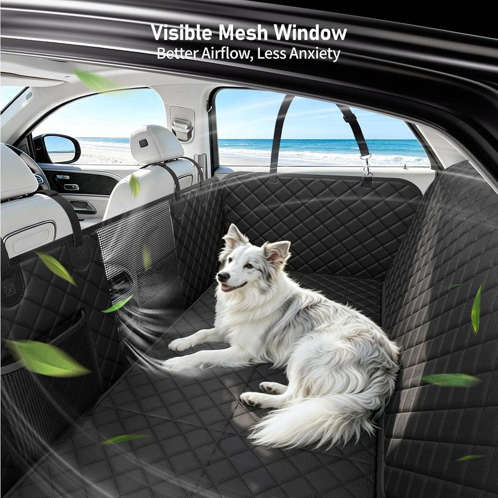 Dog Car Seat Cover for Back Seat, Hard Bottom Dog Hammock,60in,Black