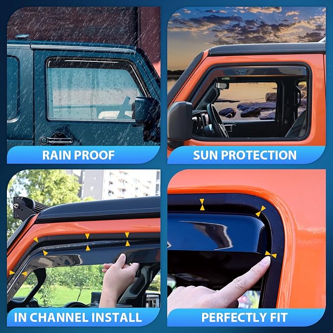 Nilight Durable in Channel Rain Guards (4PCS)