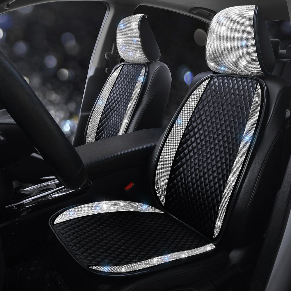 Bling Crystal Rhinestones Car Front Seat Covers for Womens Shining Diamond Se...
