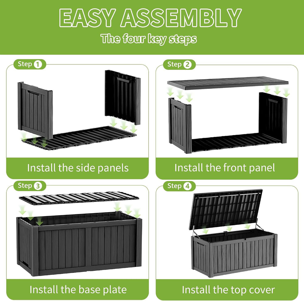 ROJIK 170 Gallon Waterproof Outdoor Deck Storage Box, UV Resistant, Lockable ...