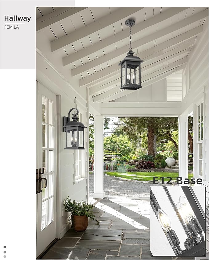 FEMILA 26" Outdoor Wall Light, Large Exterior Wall Light Fixtures, 3 Light