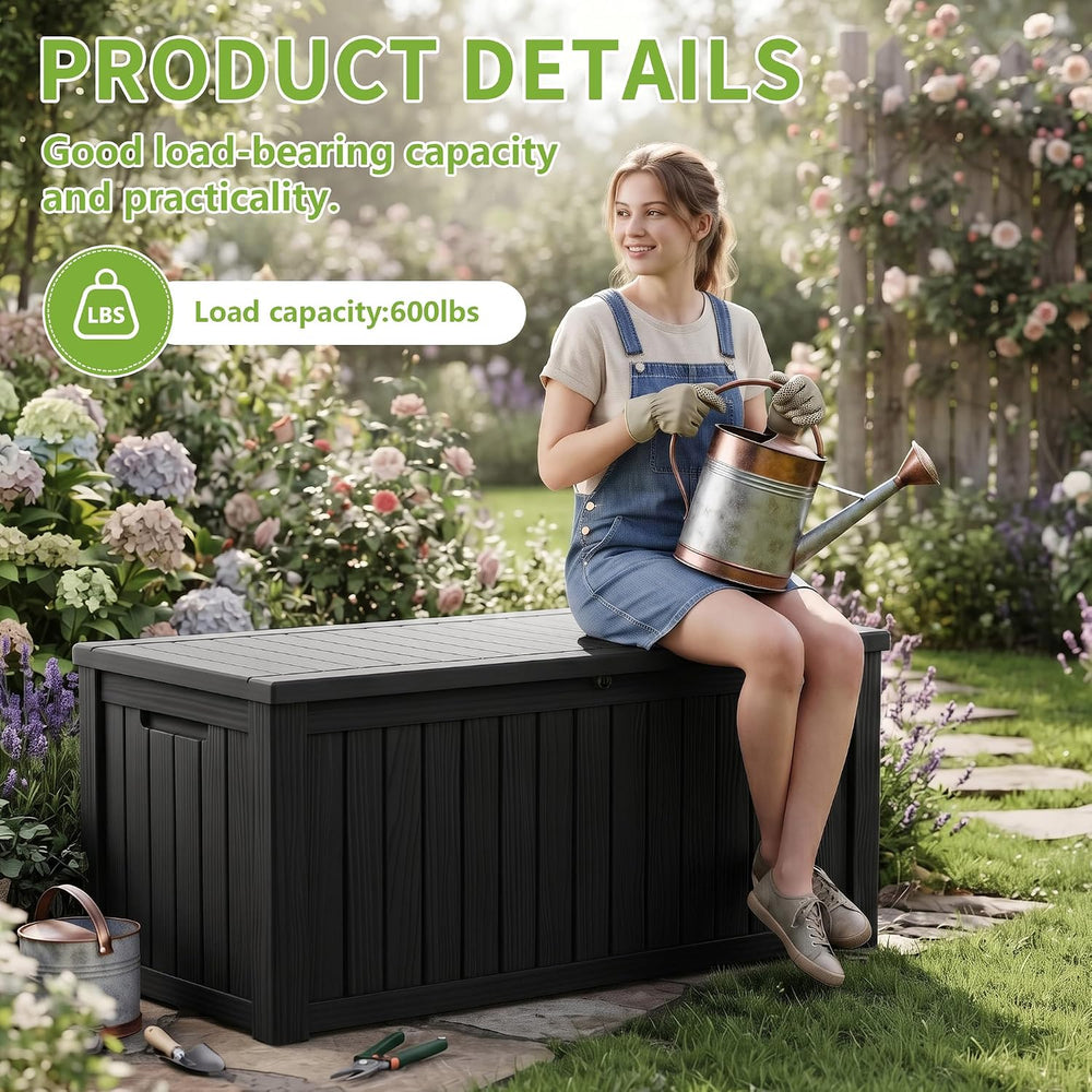 ROJIK 170 Gallon Waterproof Outdoor Deck Storage Box, UV Resistant, Lockable ...
