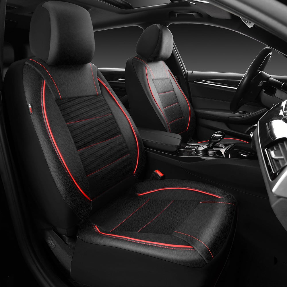 CAR PASS Universal FIT Piping Leather Two Front Seat Covers, Waterproof Faux ...