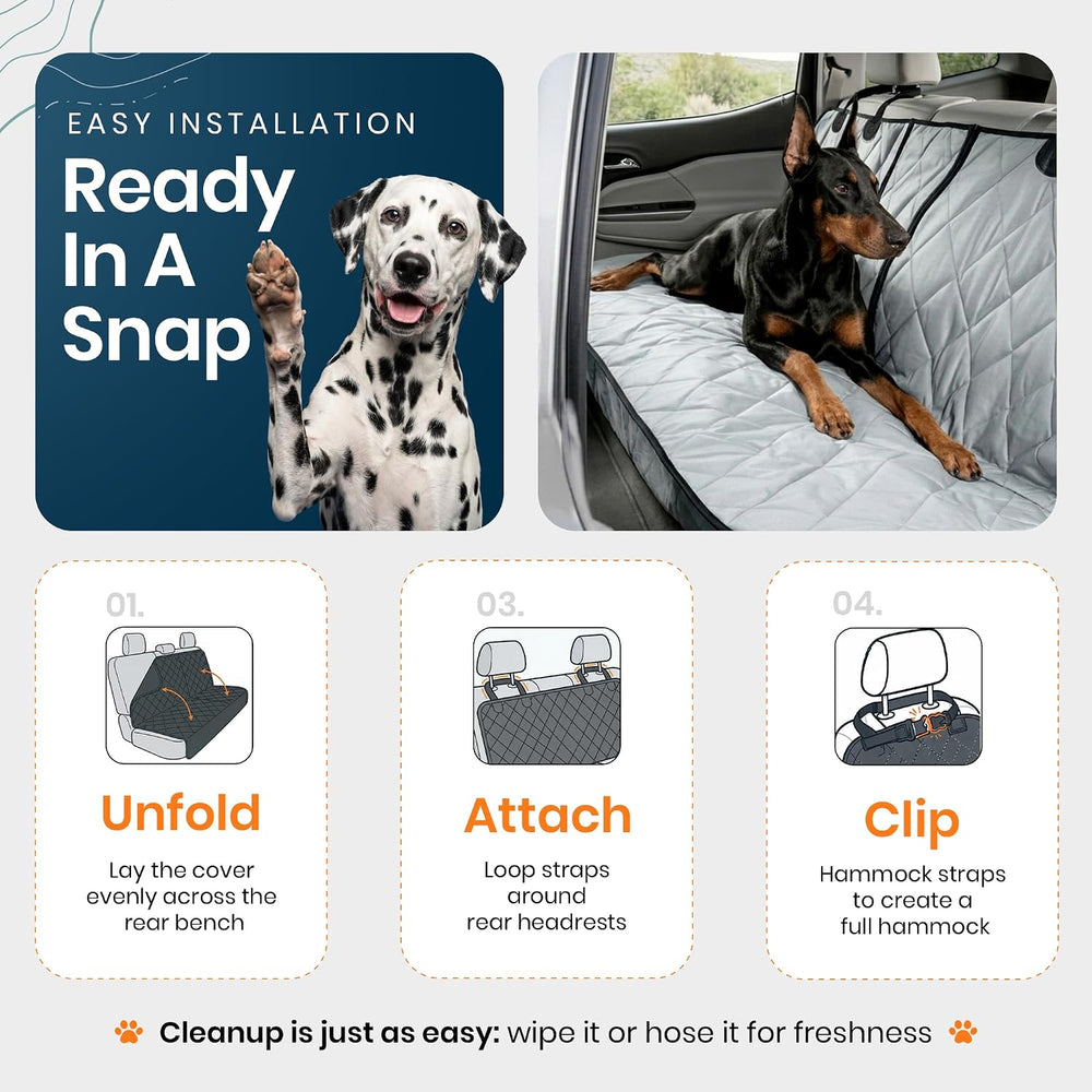 4Knines Dog Rear Seat Cover for Fold Down Seats - Fitted, Black Regular