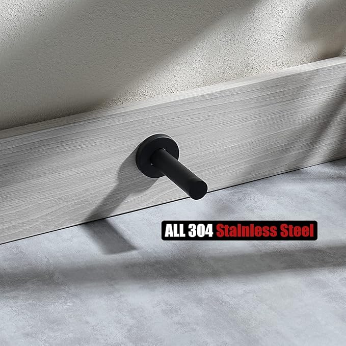 JQK Door Stopper Black, 304 Stainless Steel Thicken 1mm Sound Dampening Door ...
