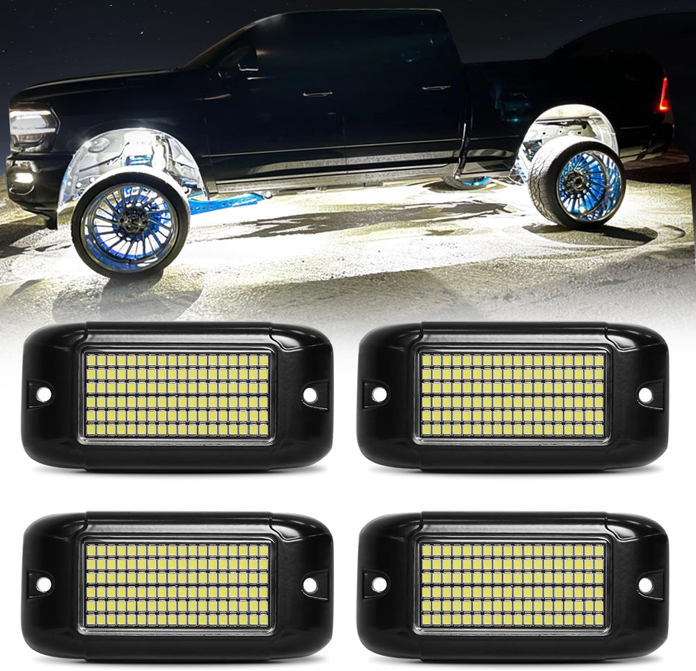 Nicoko 108 High-Power LEDs per Pod 4Pods Pure White Rock Lights Ultra-Bright ...