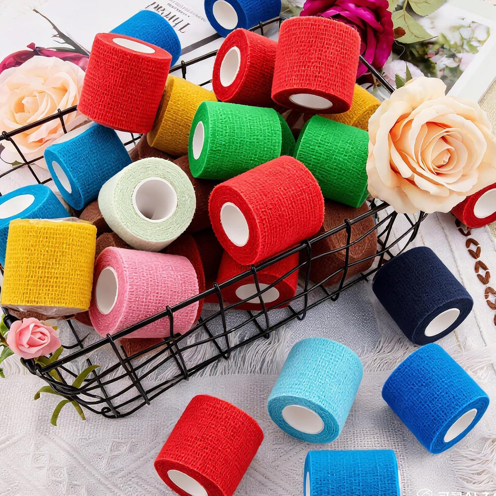 BQTQ 50 Rolls Self Adhesive Bandage Wrap 2 inch Self Adherent Tape(Rainbow)