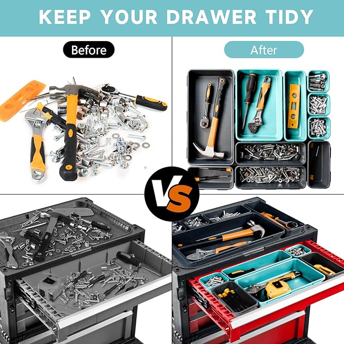 Tool Box Organizer Tray, Toolbox Desk Drawer Organizer, Tool Box Tray, Toolbo...