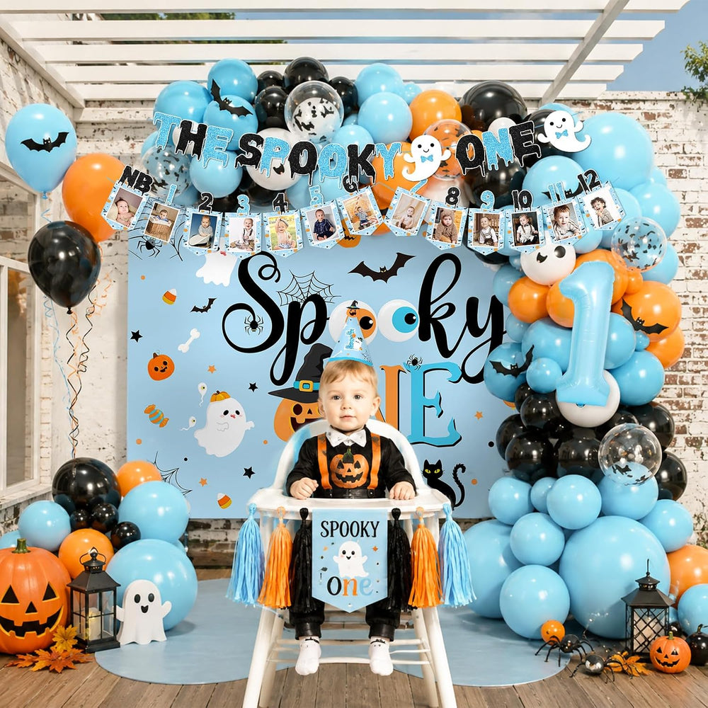 Spooky One Birthday Decorations Boy,123pcs Halloween 1st Birthday Party Decor...
