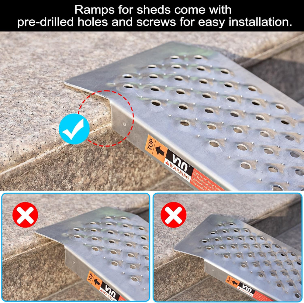 VNN Aluminum Shed Ramp 2PCS - 4' Long Loading Ramp for Riding Mower, Ligh...