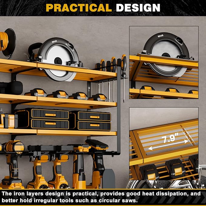 48" Large Power Tools Organizer Wall Mount, 12 Drill Holder