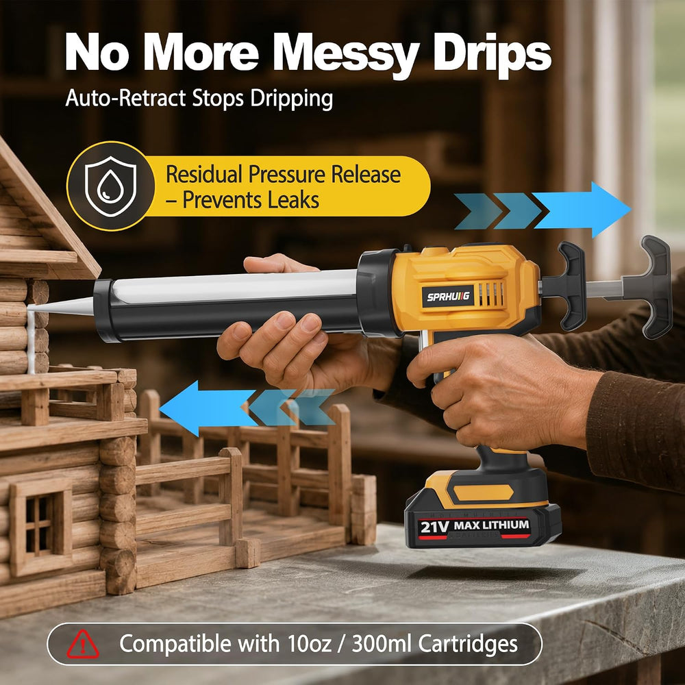 Cordless Electric Caulking Gun Automatic Battery Powered Caulk Gun with 21V 2...