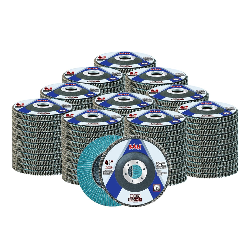 Sali 100 Pack Zirconia Flap Disc 80 Grit 4.5" x 7/8-Inch Sanding Disc Be...