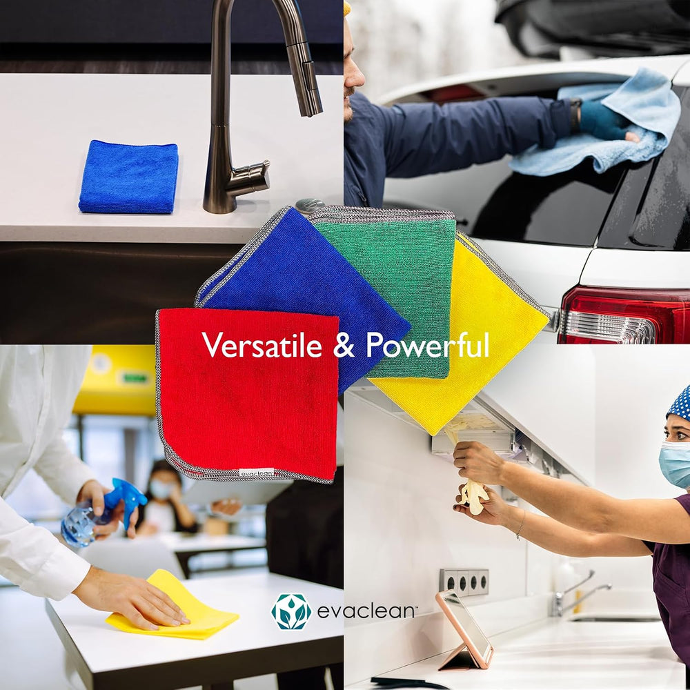 EvaClean Premium Microfiber Cleaning Cloth 16"x16" - Reusable, Wash...