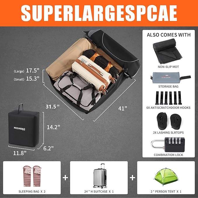 MIDABAO Waterproof Duty Car Roof Top Carrier-Car Cargo Roof Bag Car Roof Top