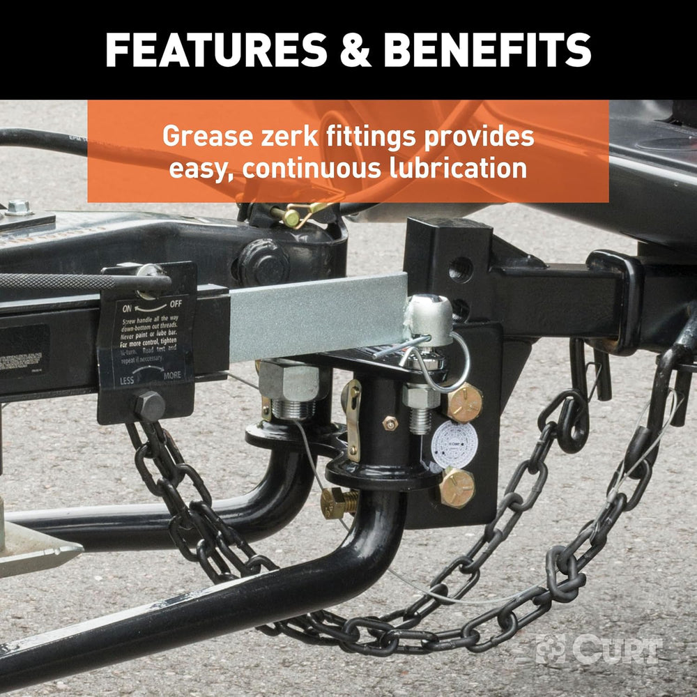 CURT 17063 Round Bar Weight Distribution Hitch with Sway Control, 14,000 lb