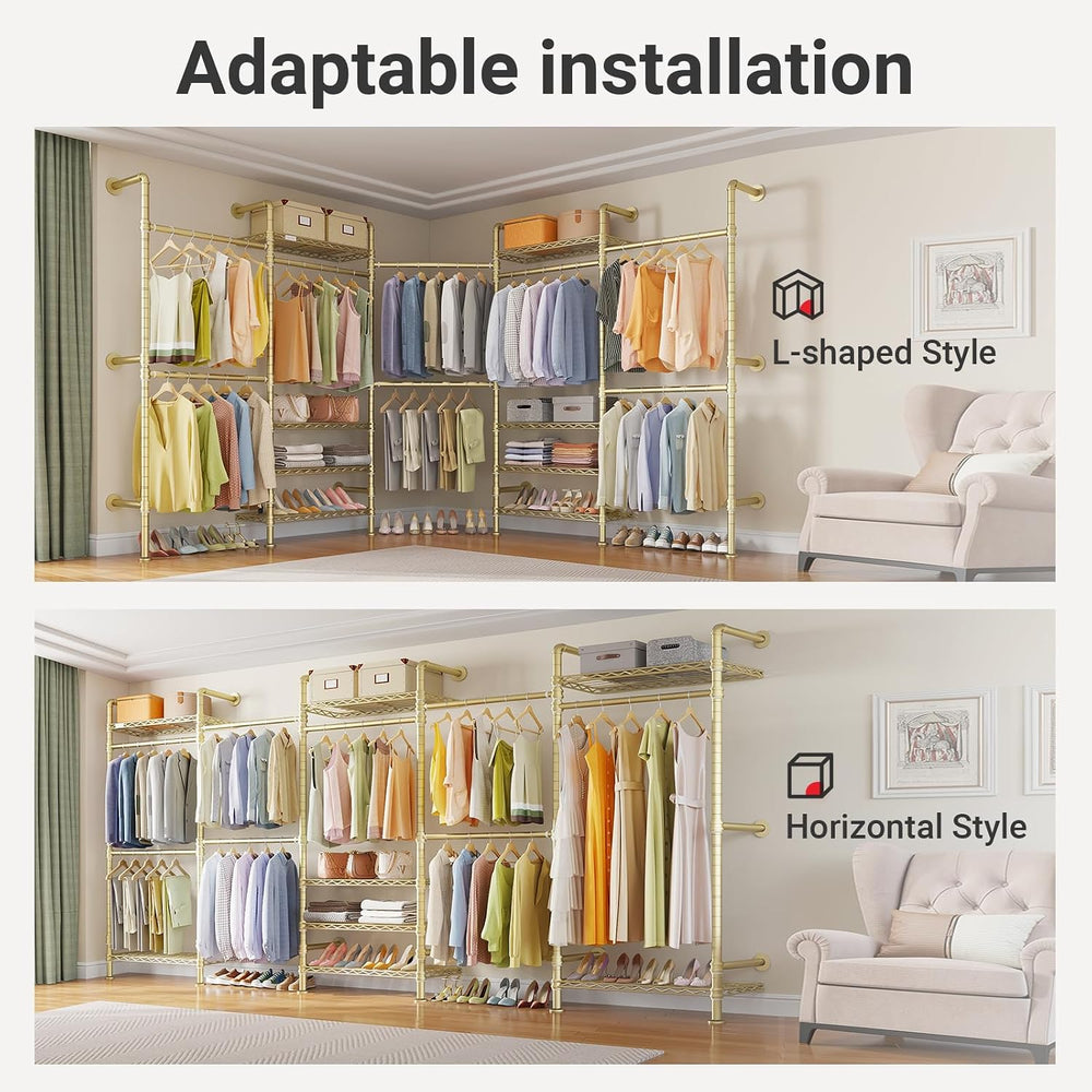 Timate F5 Expandable Wall Mounted Clothes Rack with 8 Adjustable Shelves &...